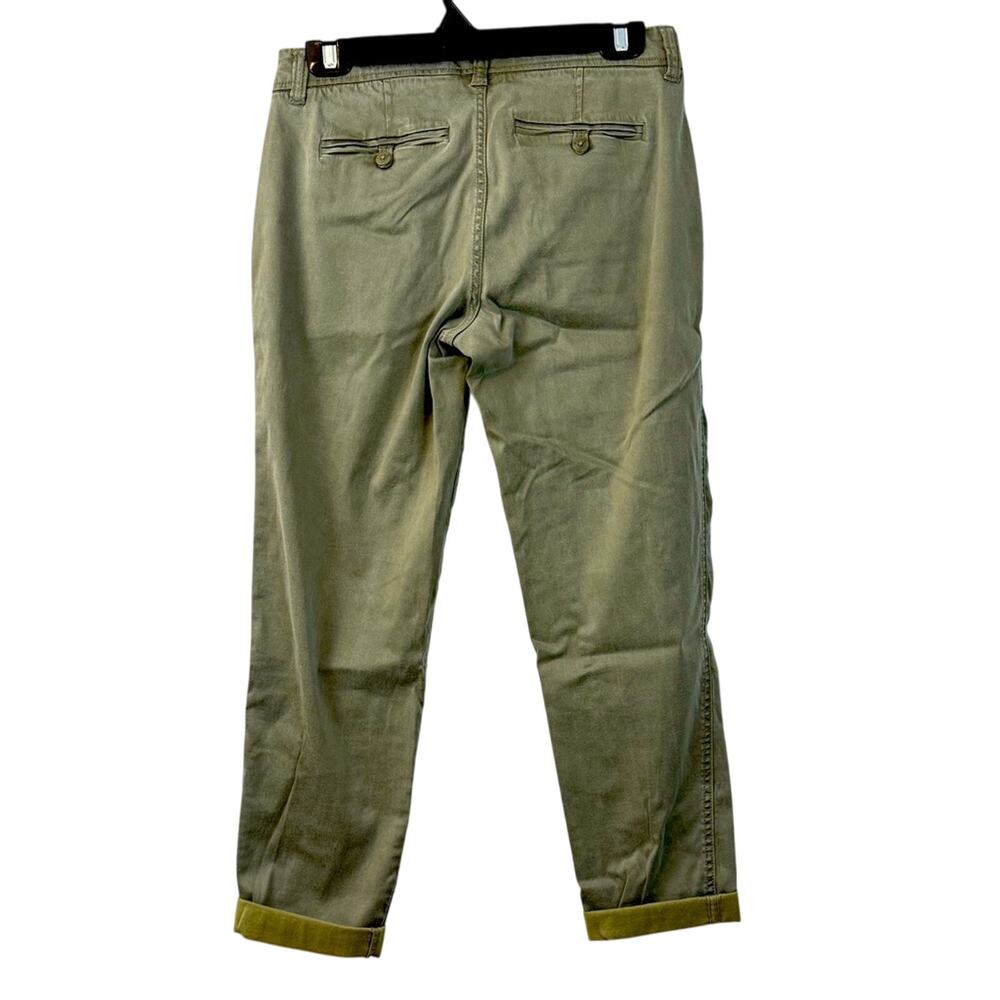 Liverpool Los Angeles Olive Green Boyfriend Cut Soft Khaki Pants  Cuffed Ankle - Picture 2 of 16